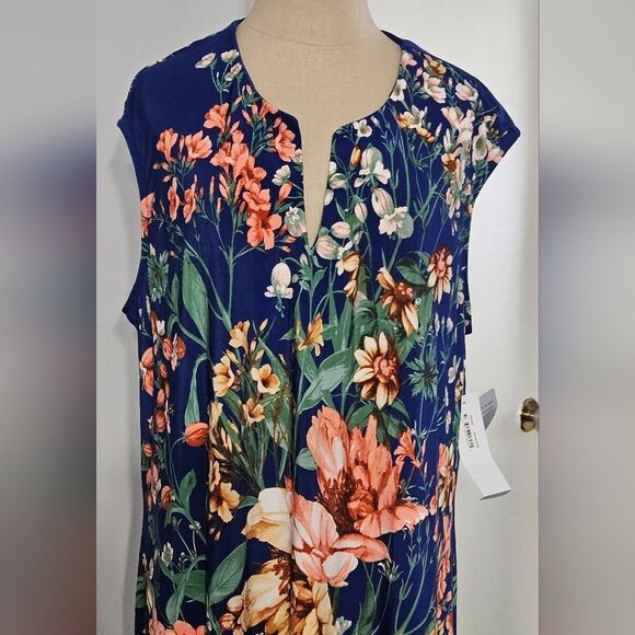 London Times Plus Size Split Neck Shift Dress Size:1X NWT - Picture 6 of 9